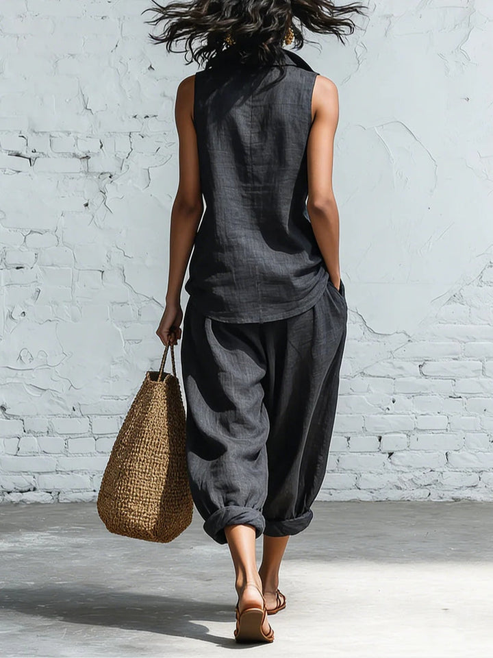 Sophia | Collared Shirt and Wide-Leg Pants Set