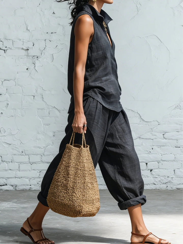 Sophia | Collared Shirt and Wide-Leg Pants Set
