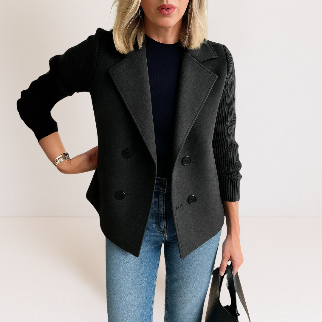 Feyrinna | Elegant Knit-sleeve Jacket