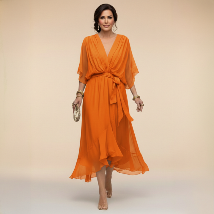 Monica | Chiffon dress with V-neckline