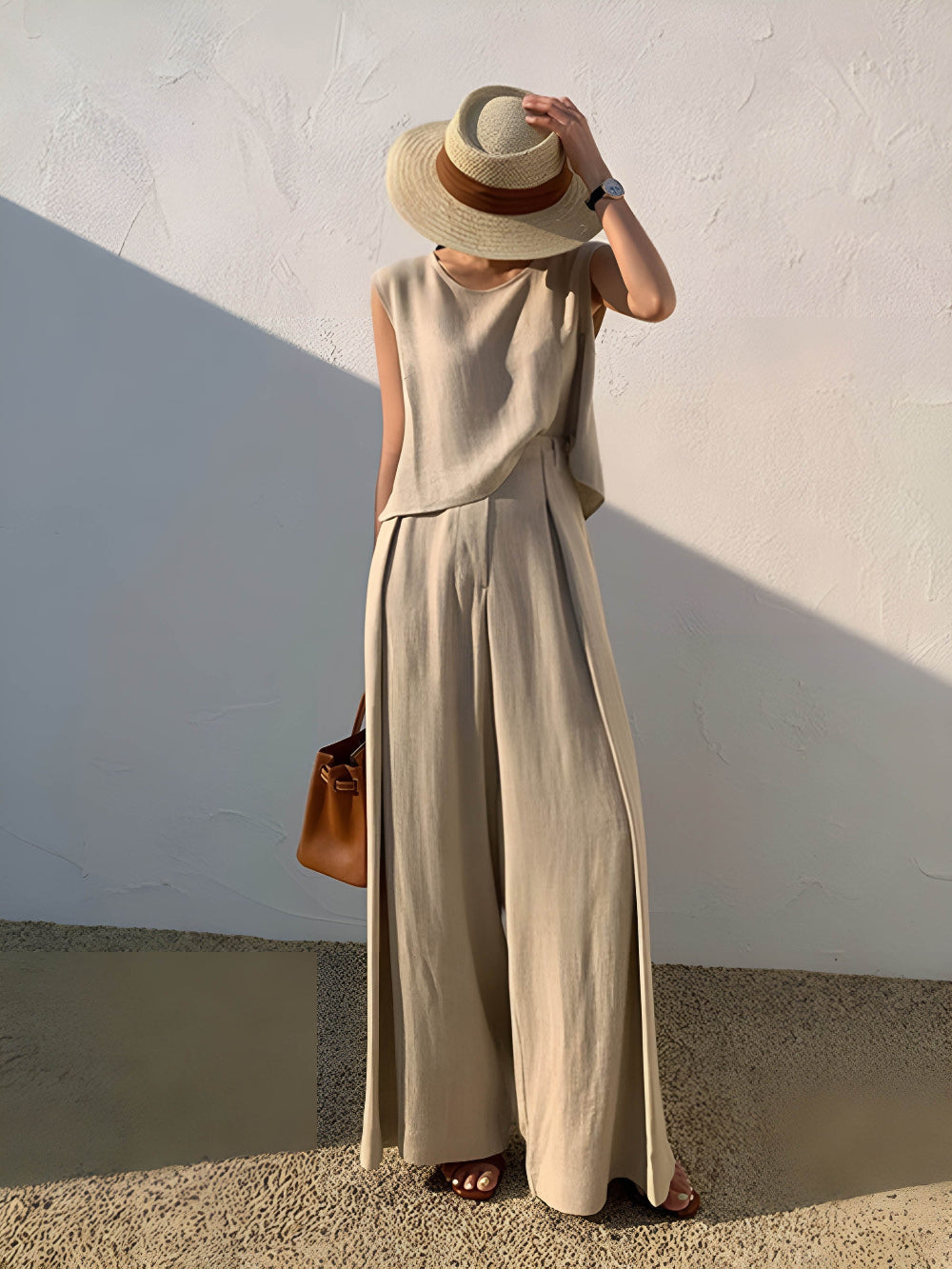 Sofia | Linen Blend Casual Pants Set