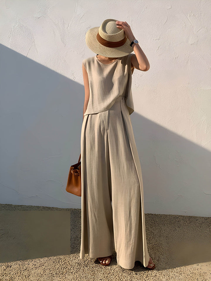Sofia | Linen Blend Casual Pants Set