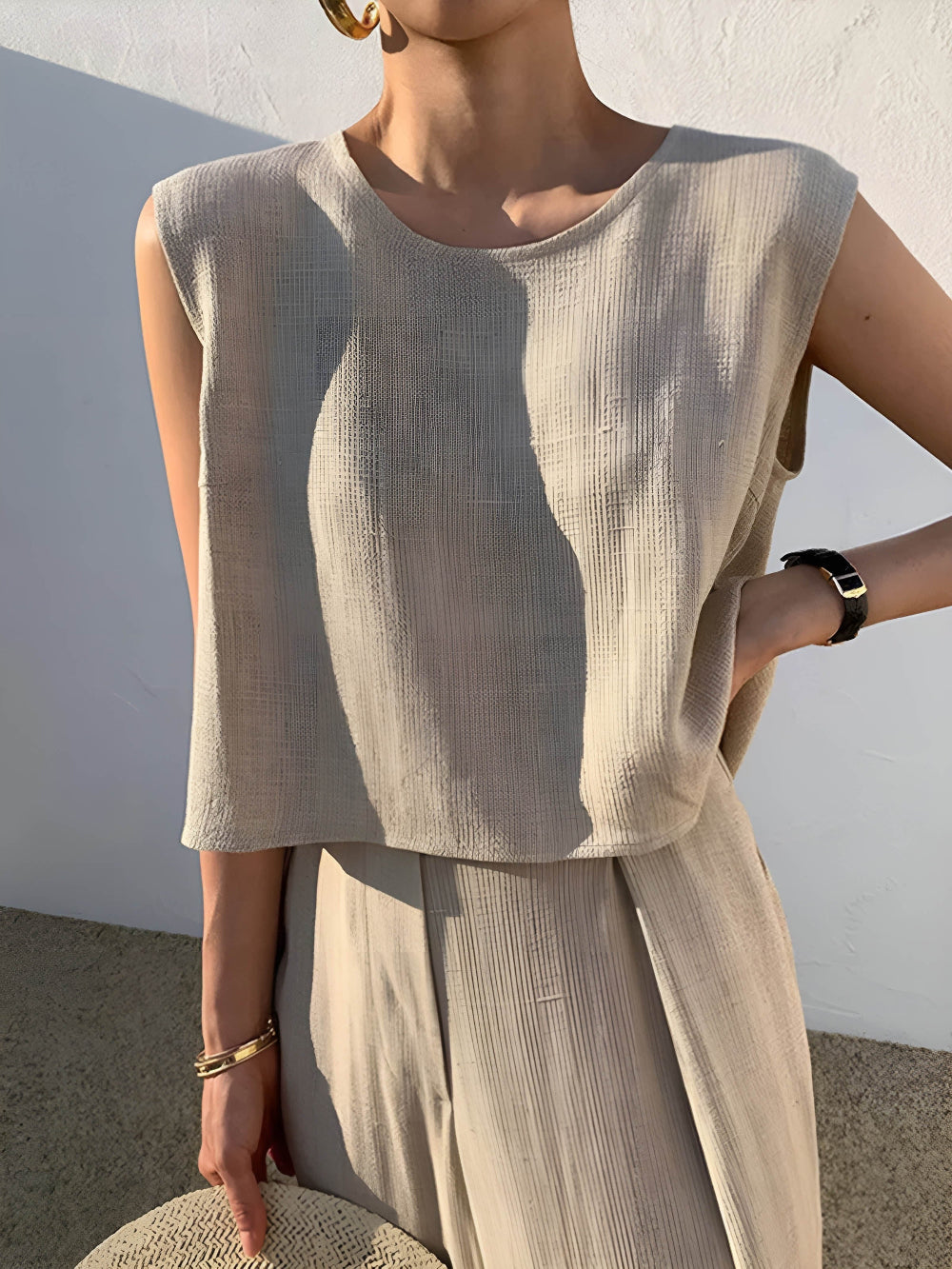 Sofia | Linen Blend Casual Pants Set