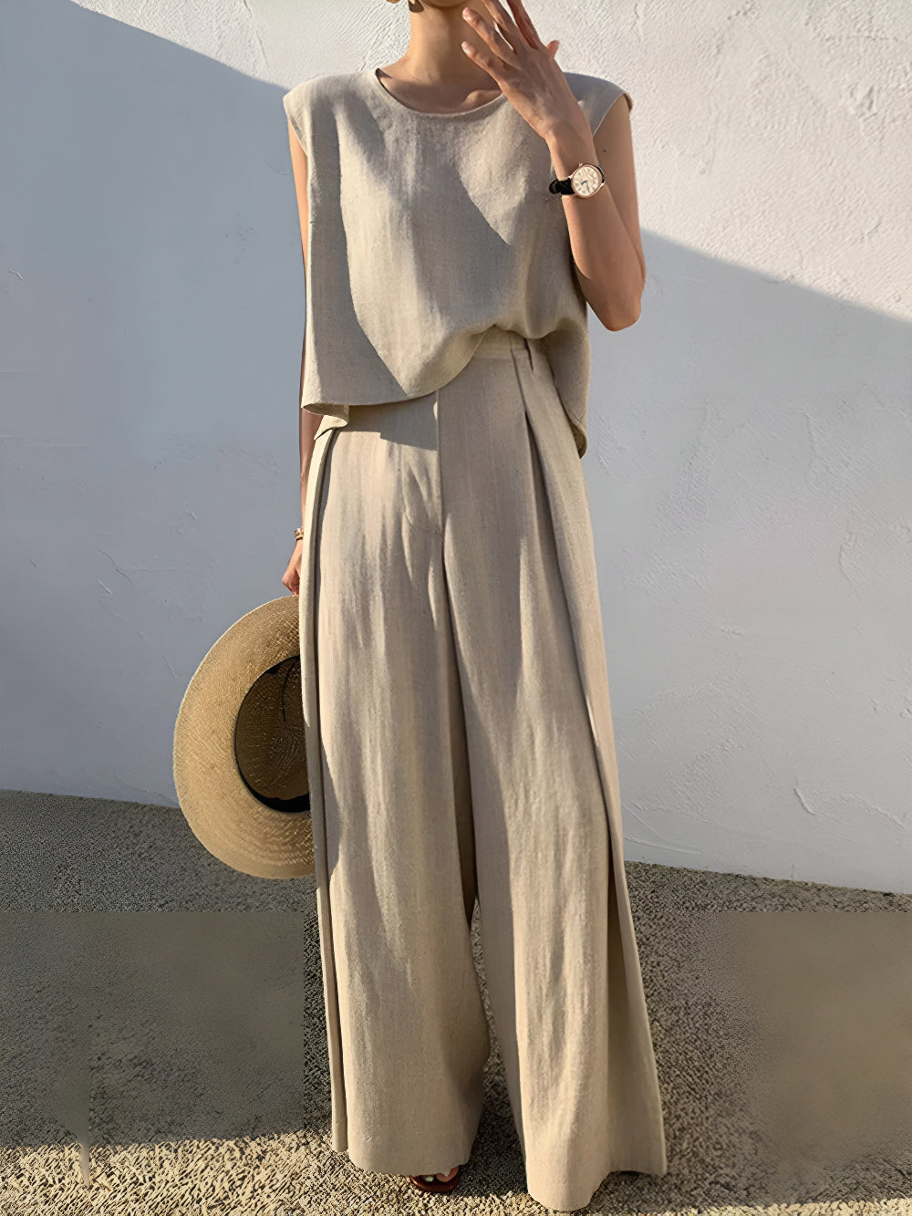 Sofia | Linen Blend Casual Pants Set