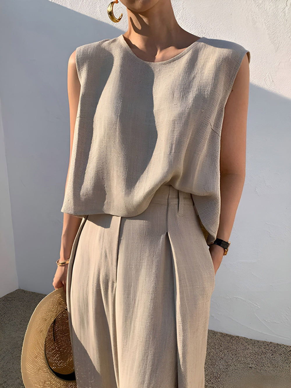 Sofia | Linen Blend Casual Pants Set