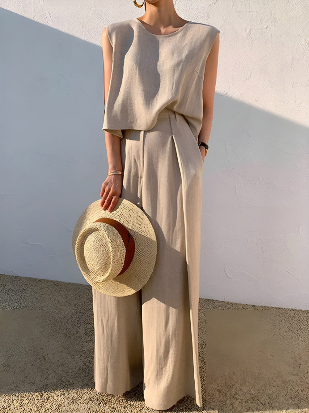 Sofia | Linen Blend Casual Pants Set