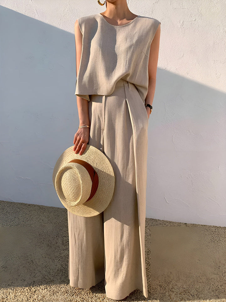 Sofia | Linen Blend Casual Pants Set