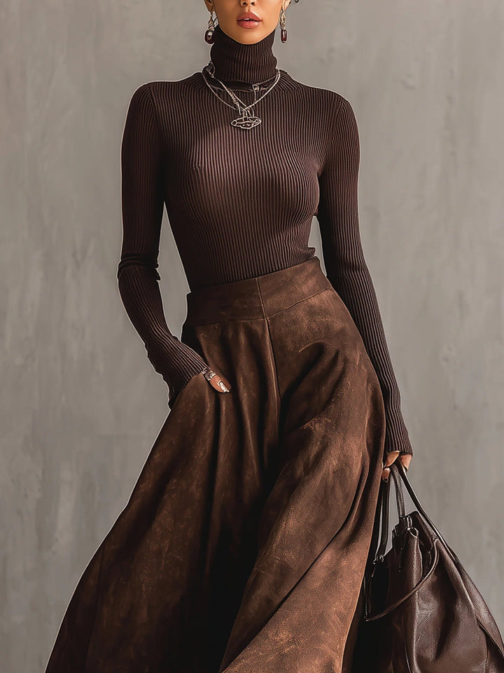 Sienna | Distressed Suede Midi Skirt Set