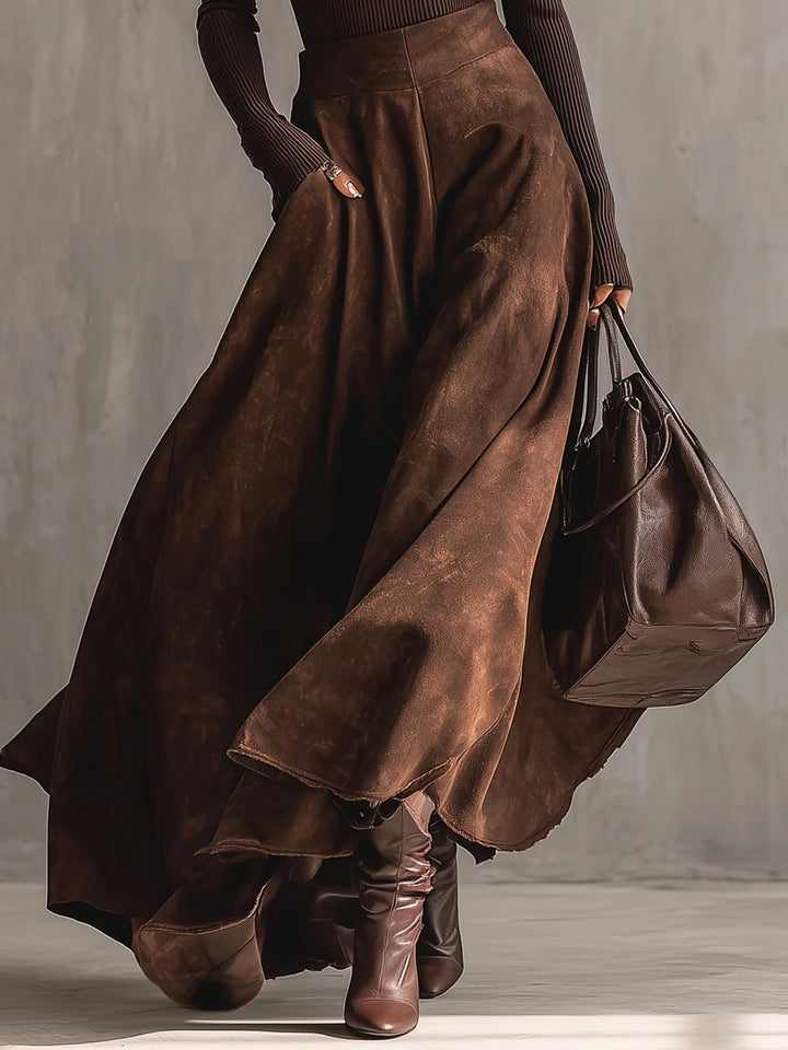 Sienna | Distressed Suede Midi Skirt Set