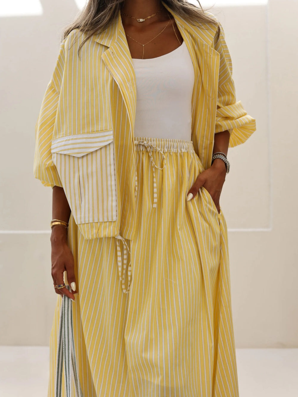 Sophie | Yellow Striped Casual Set