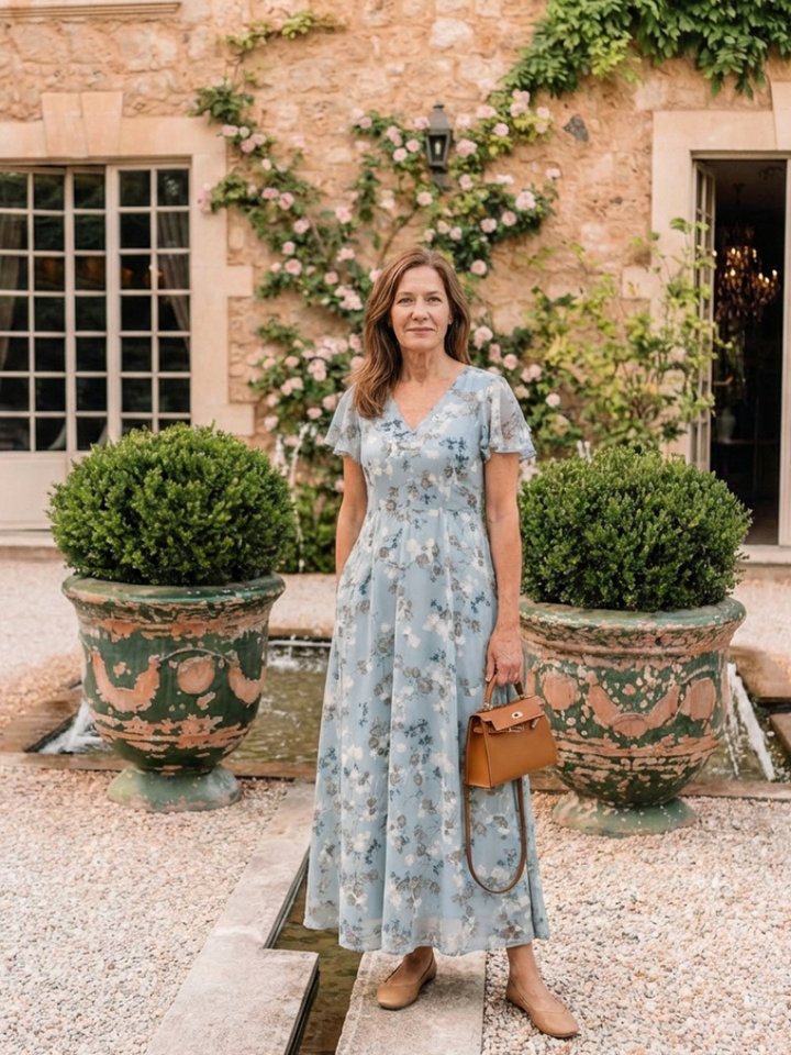 ISMERIA™ | Floral Chiffon Maxi Dress