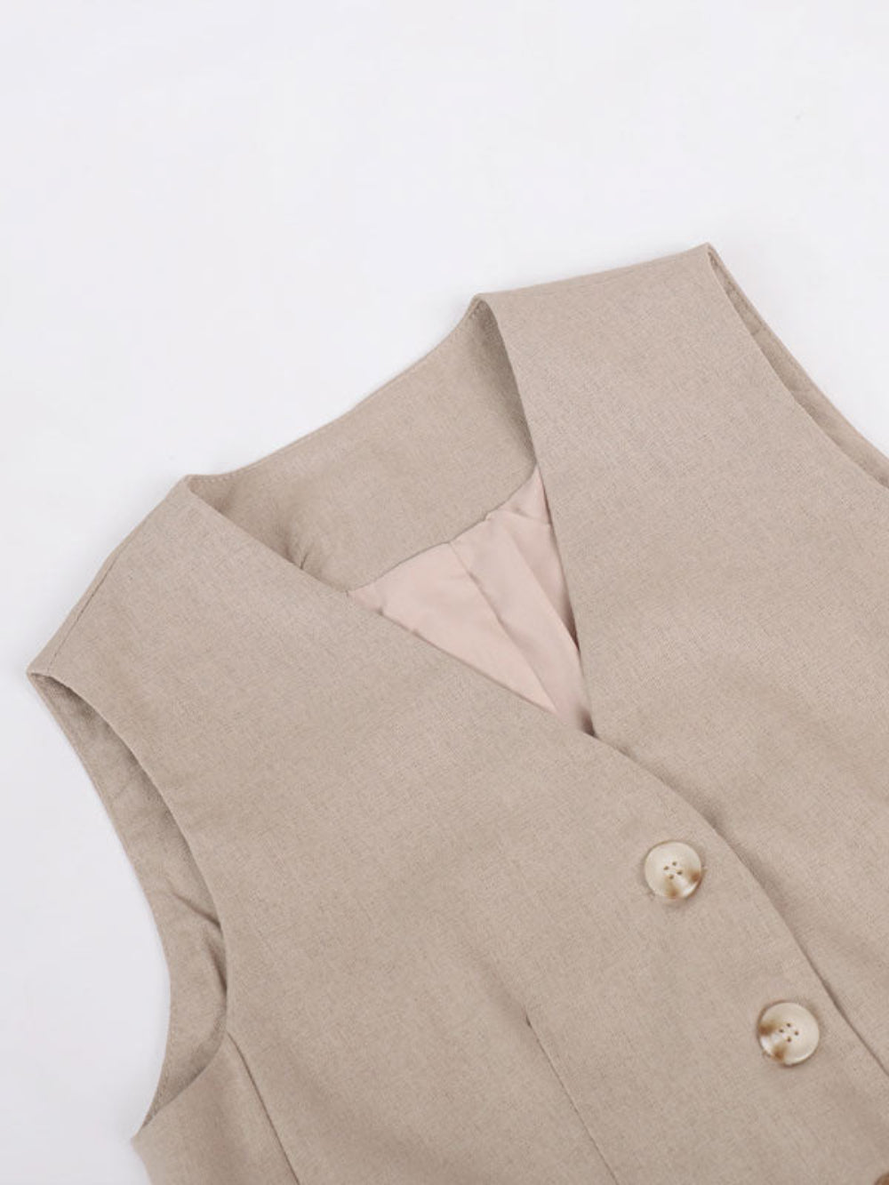 Lila | V-neck Pleated Wide-leg Pants Suit