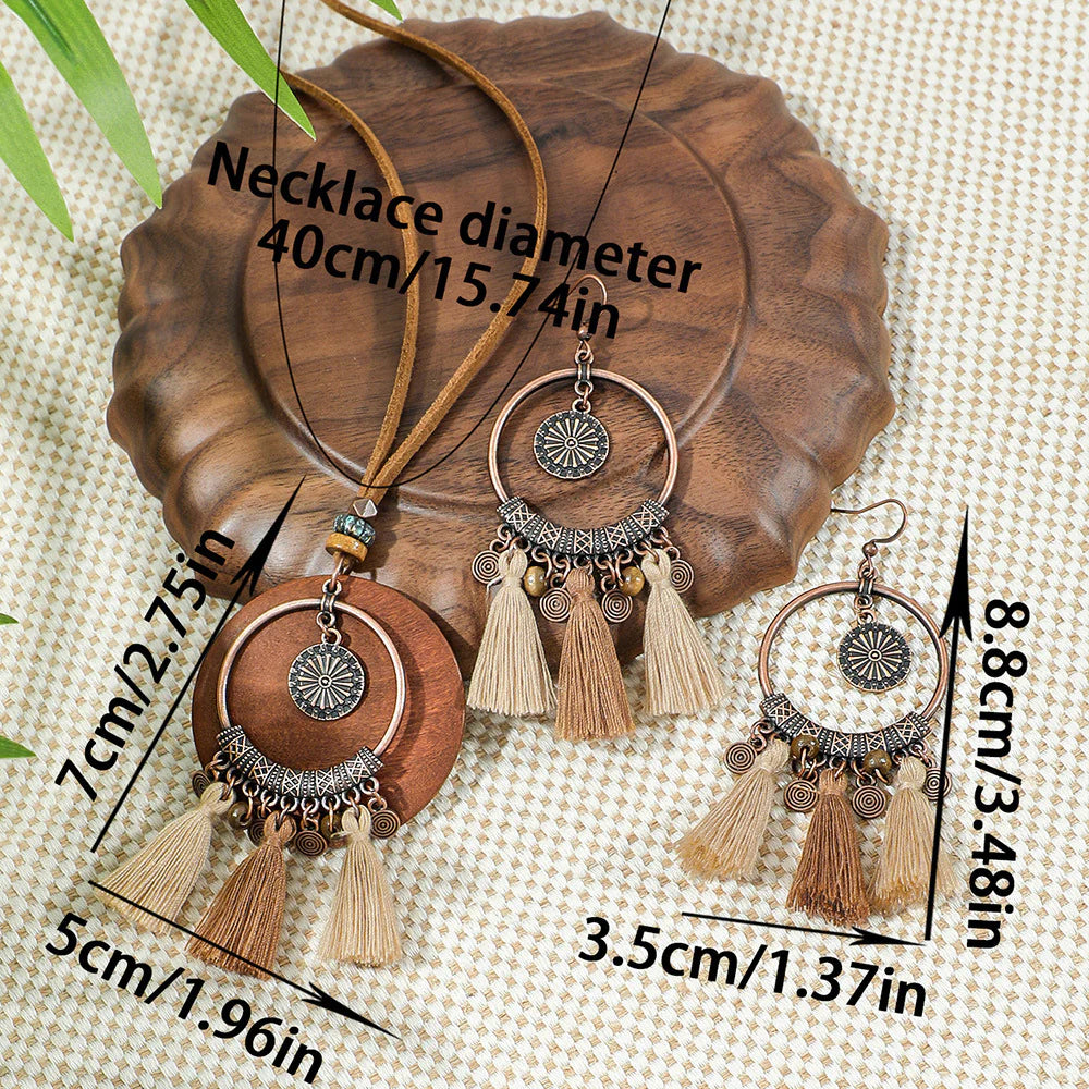 Isabella | Bohemian Tassel Necklace Earrings Set