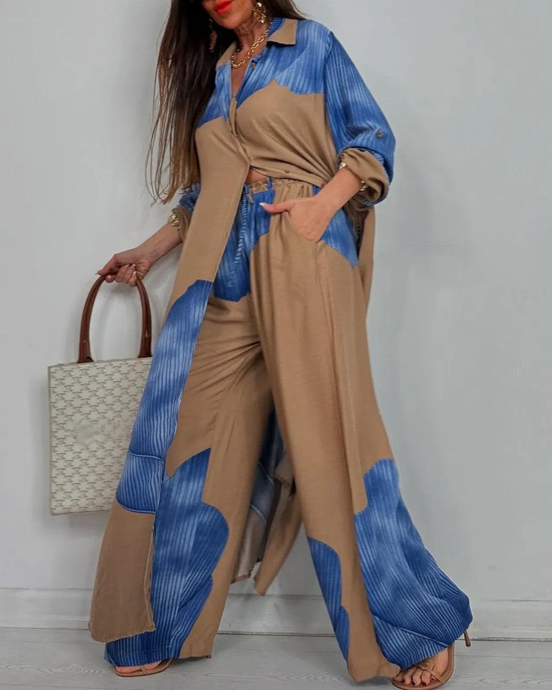 Lila | V-neck Patchwork Set