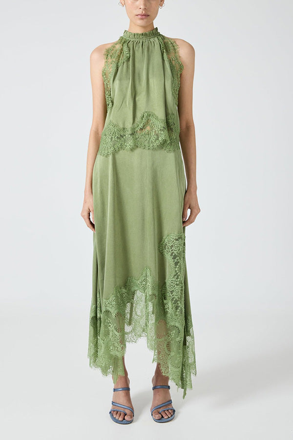 Isabella | Lace Pleated Top + Irregular Slit Skirt Set
