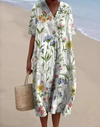 Women's | Vintage Floral Casual Flowing Dress
