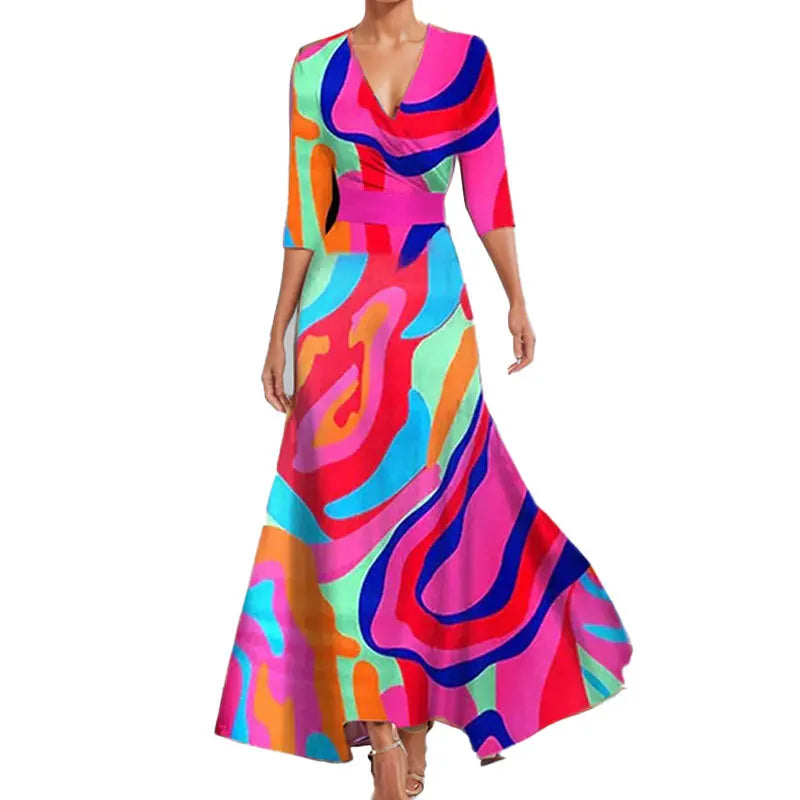 ELENA™ | Statement Print Maxi Dress