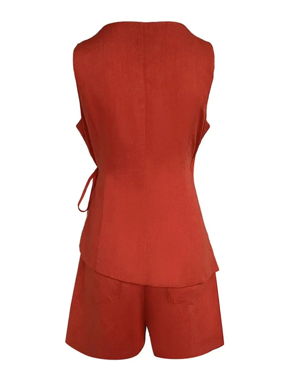 Lila | Linen V-neck Top and Shorts Set