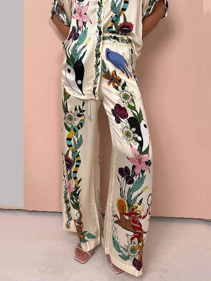 Luca | Satin Print Shirt & Trousers Set