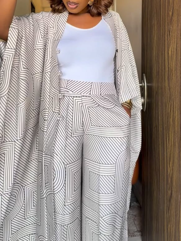 Samantha | Striped Cardigan & Trousers Set