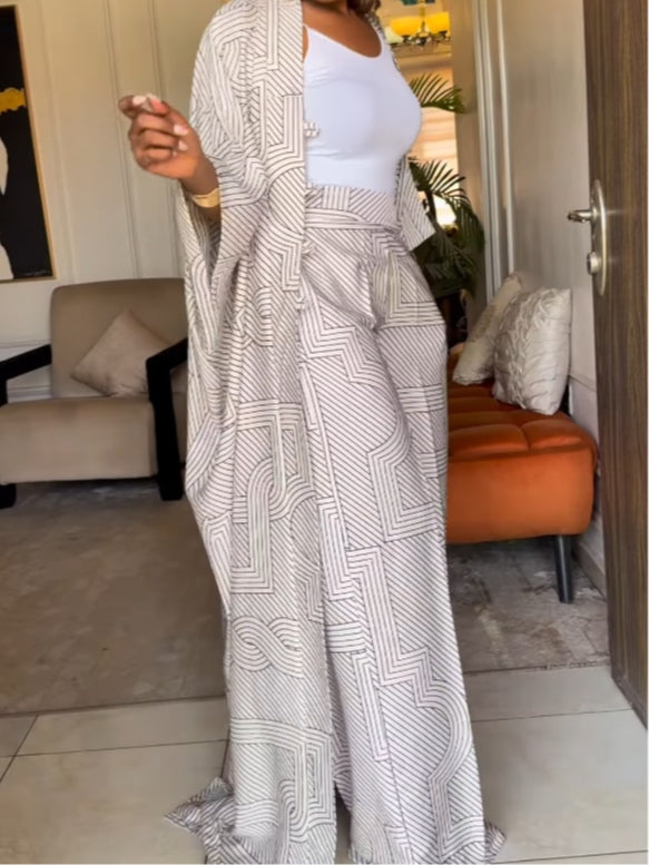 Samantha | Striped Cardigan & Trousers Set
