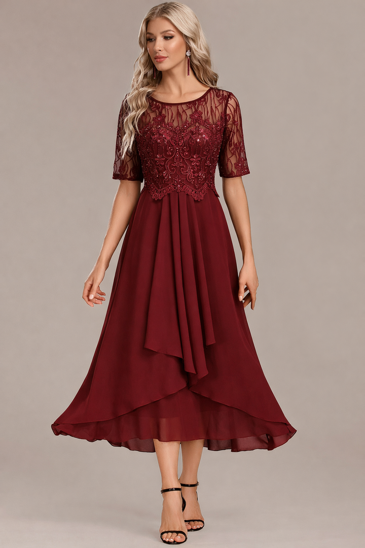 Elowen | Navy Lace Midi Dress
