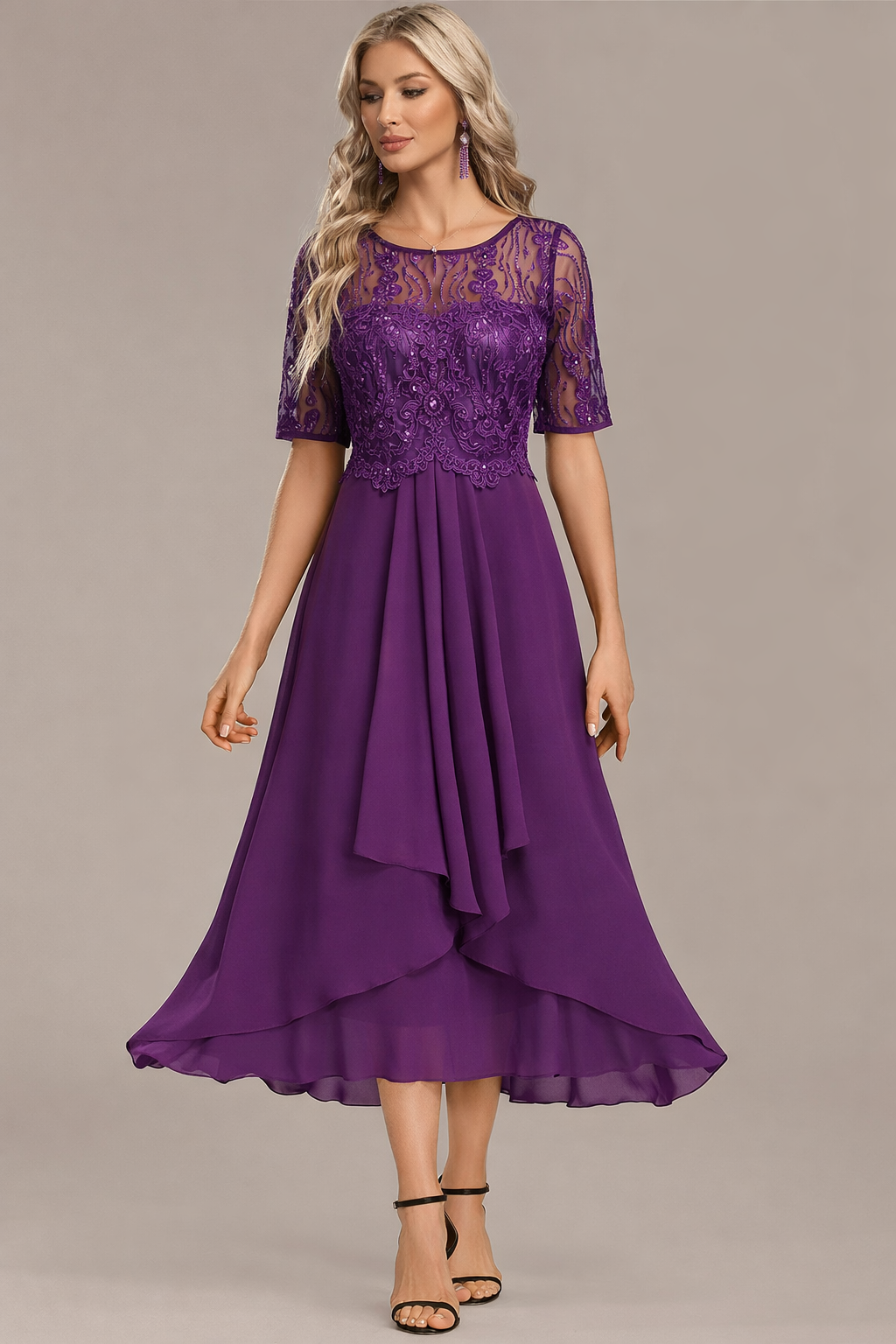 Elowen | Navy Lace Midi Dress
