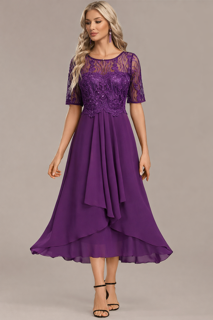 Elowen | Navy Lace Midi Dress