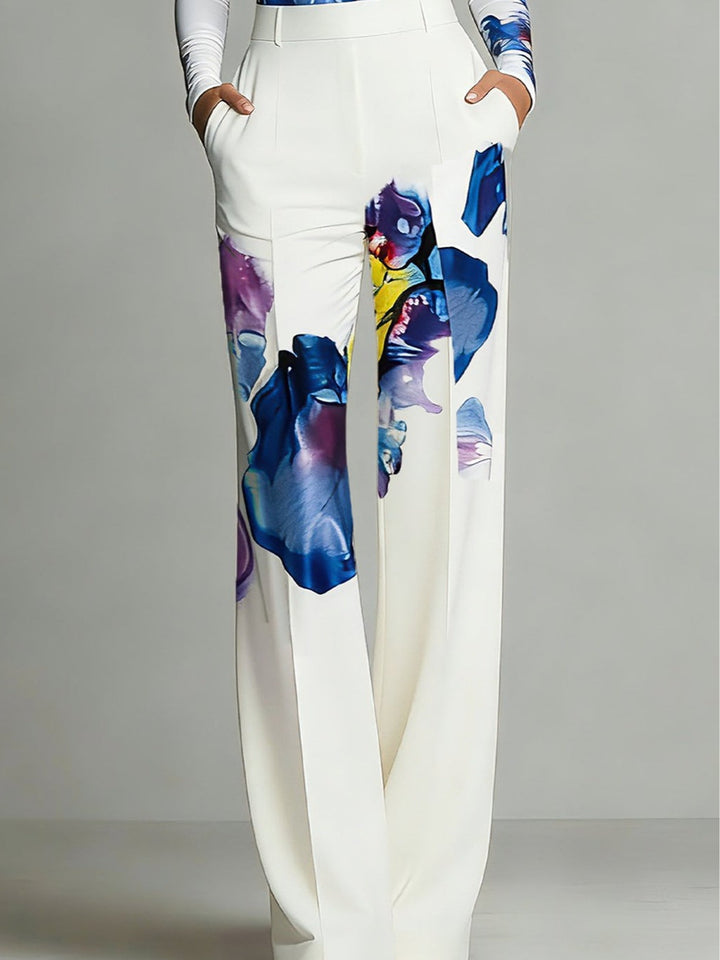 Sienna | Color-Blocked Crew Neck Top and Trousers Set