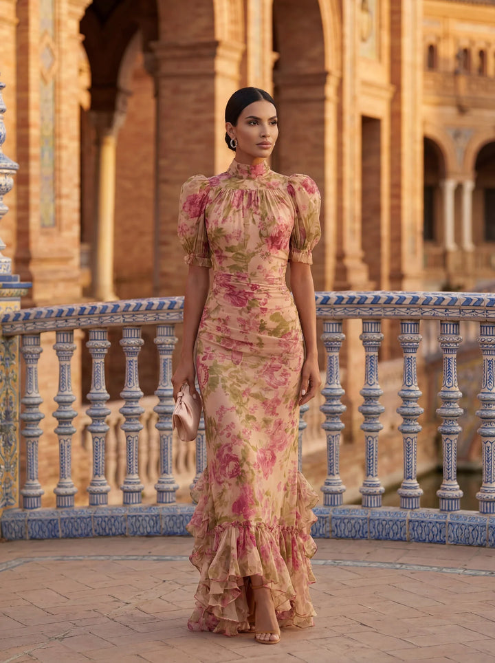 Rosario | Long Floral Chiffon Dress
