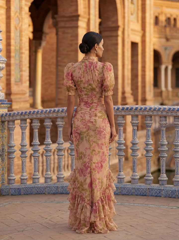 Rosario | Long Floral Chiffon Dress