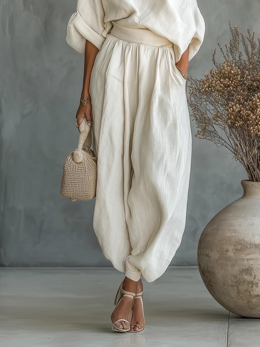 Sophie | Off-shoulder Top and Tapered Pants Set