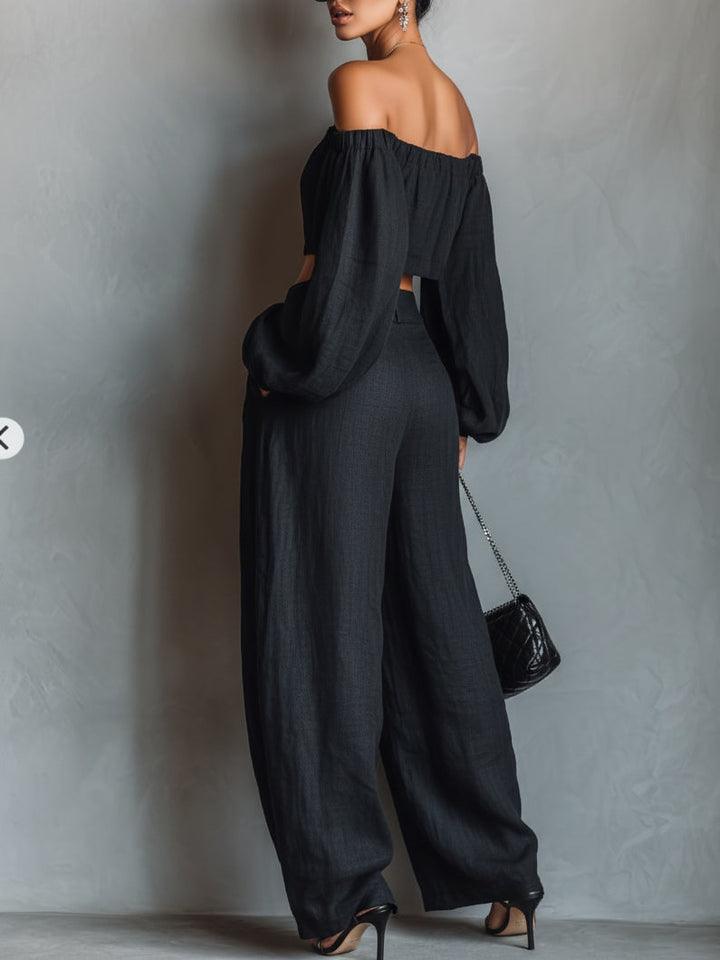 Serena | Off-the-Shoulder Top and Wide-Leg Pants Set