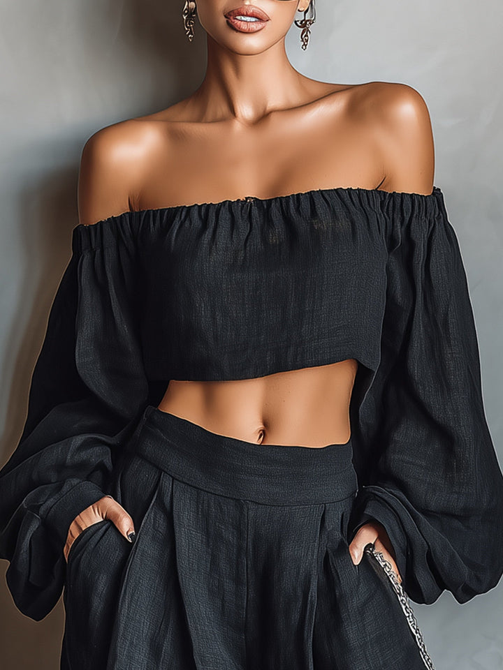Serena | Off-the-Shoulder Top and Wide-Leg Pants Set