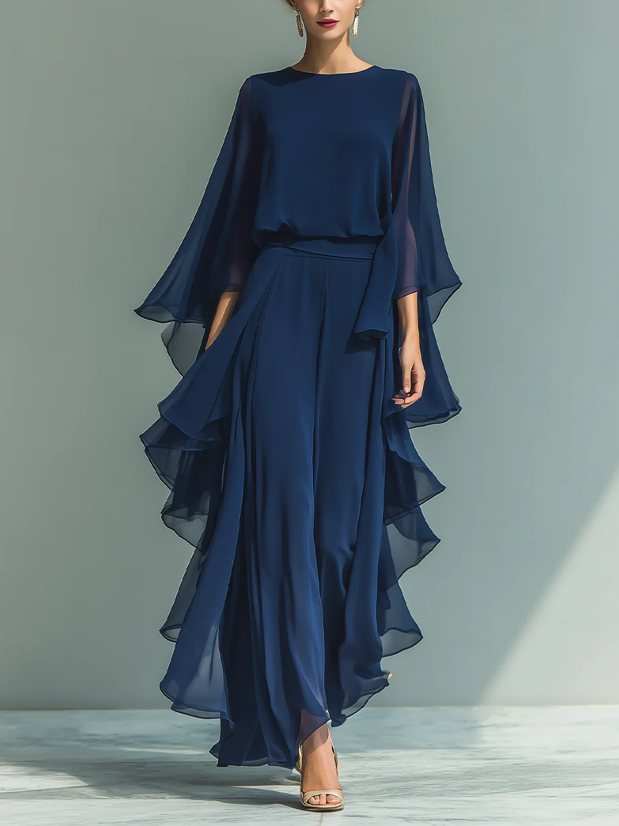 Aurora | Elegant Chiffon Outfit with Ruffle