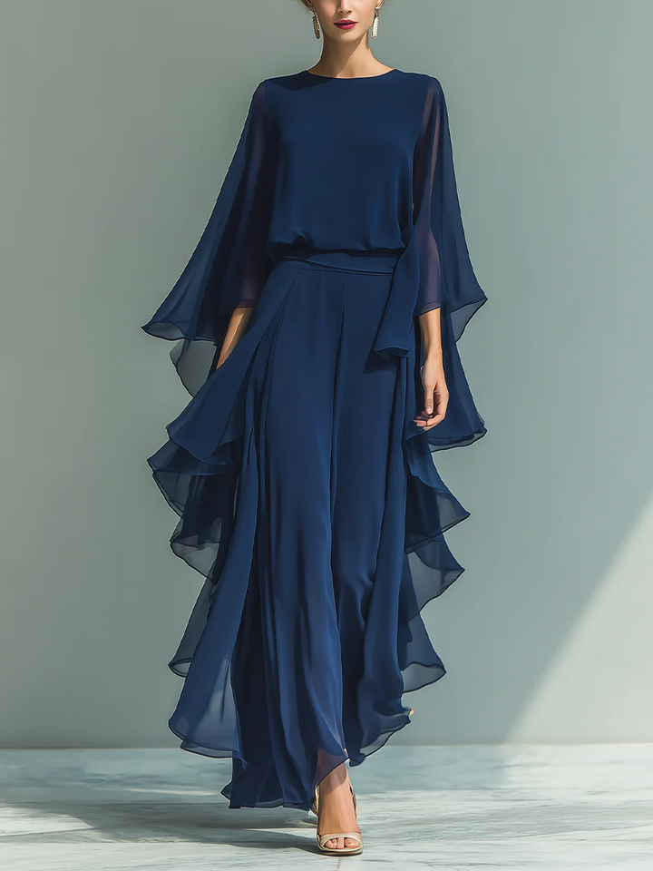 Aurora | Elegant Chiffon Outfit with Ruffle