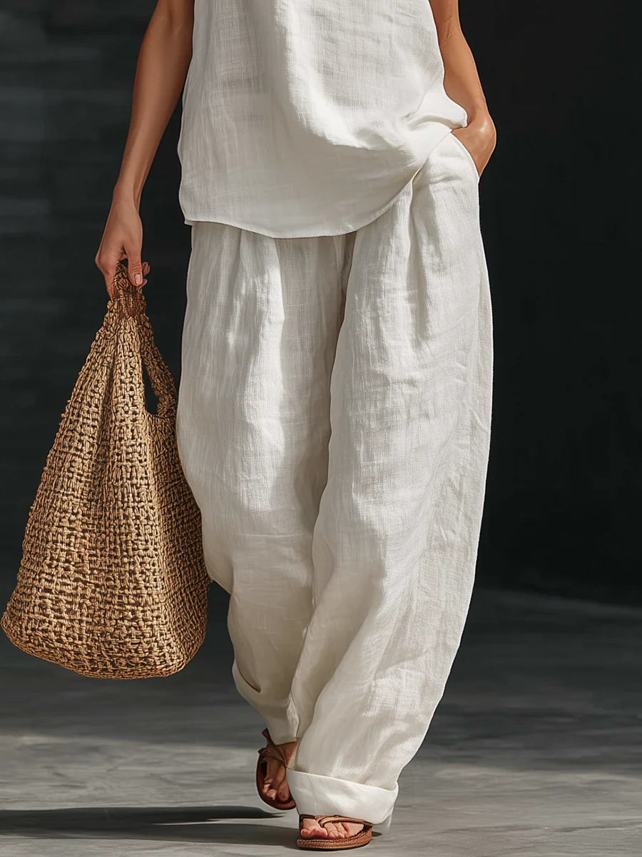 Lila | V-neck Sleeveless Top and Wide-leg Pants Set