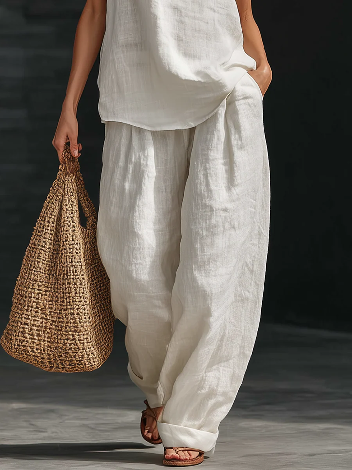 Lila | V-neck Sleeveless Top and Wide-leg Pants Set