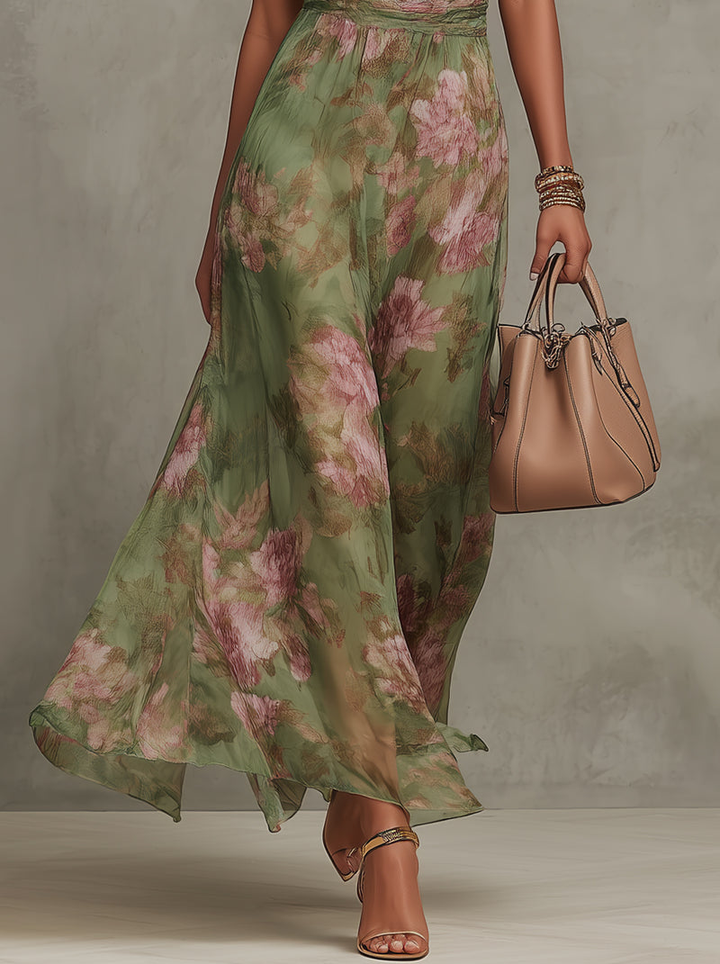 LIVIA™ | Elegant Floral Maxi Halter Dress