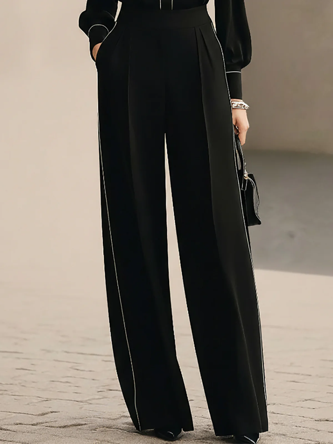 Bianca | Bow-tie Blouse and Wide-leg Trousers Set