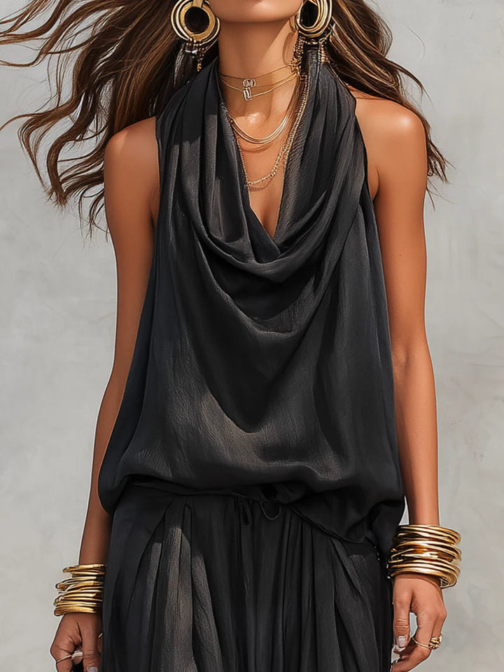 Serena | Halter Neck Top and Pleated Trousers Set