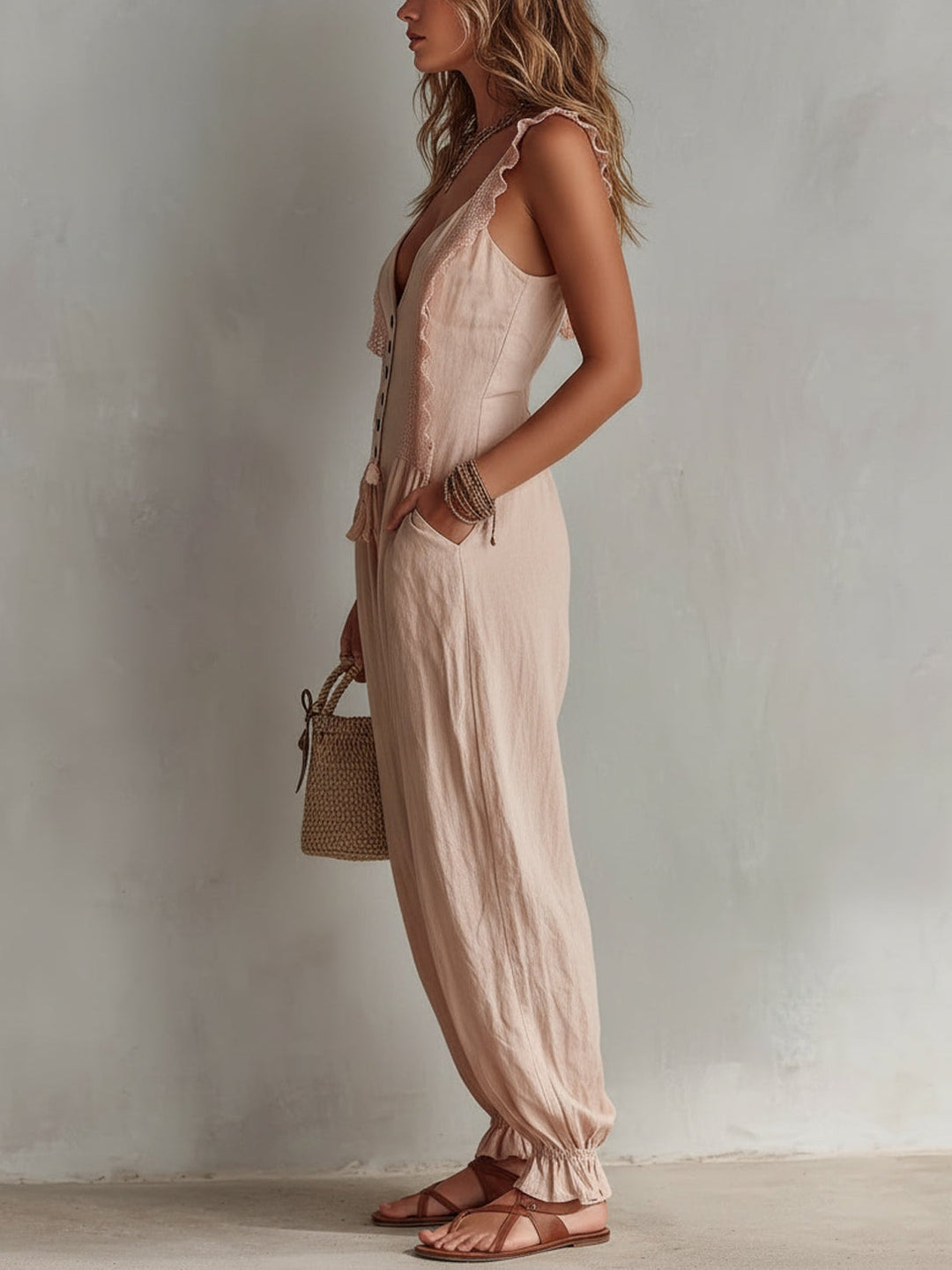 Lila | Lace-Trimmed Jumpsuit