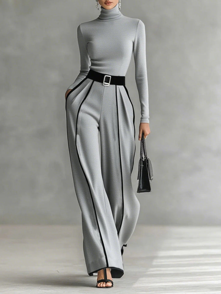 Sophia | High-neck Top and Wide-leg Pants Set
