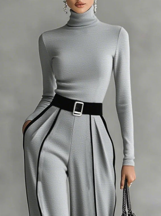 Sophia | High-neck Top and Wide-leg Pants Set