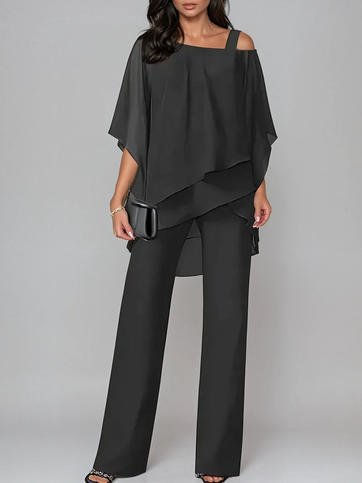 Sofia | Off-the-Shoulder Chiffon Suit