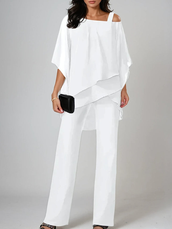 Sofia | Off-the-Shoulder Chiffon Suit