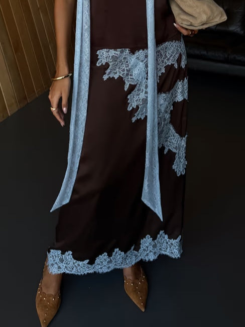 Isabella | Lace Panel Top and Skirt Suit Set