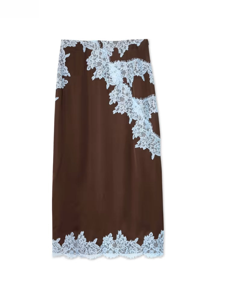 Isabella | Lace Panel Top and Skirt Suit Set