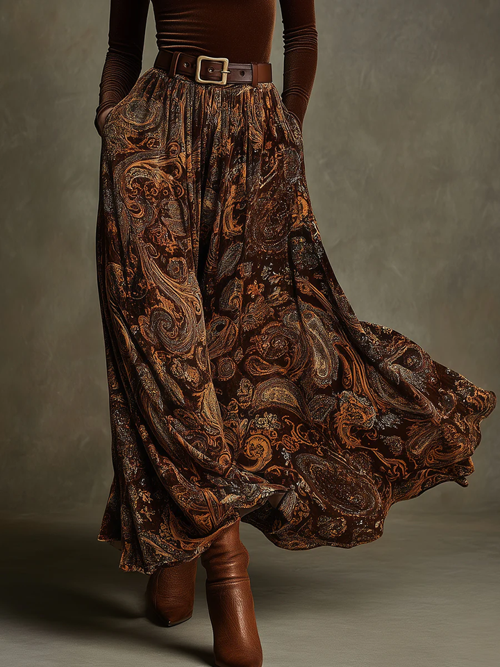 Vivienne | Velvet Top and Paisley Maxi Skirt Set