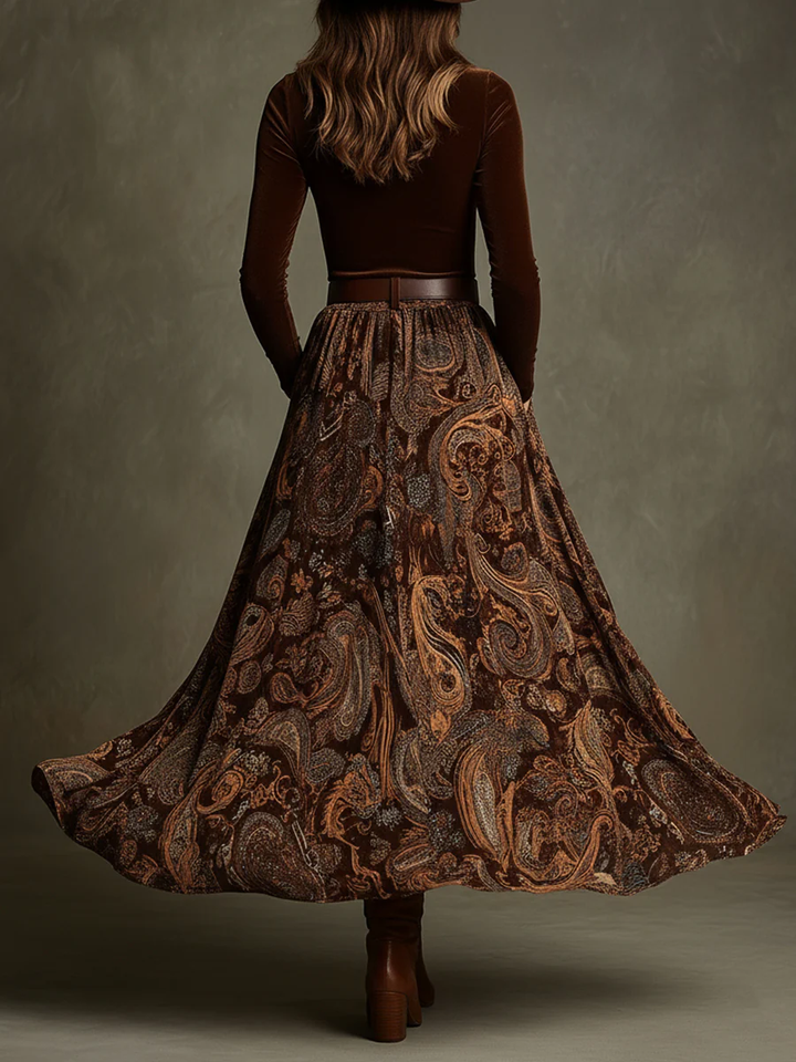 Vivienne | Velvet Top and Paisley Maxi Skirt Set